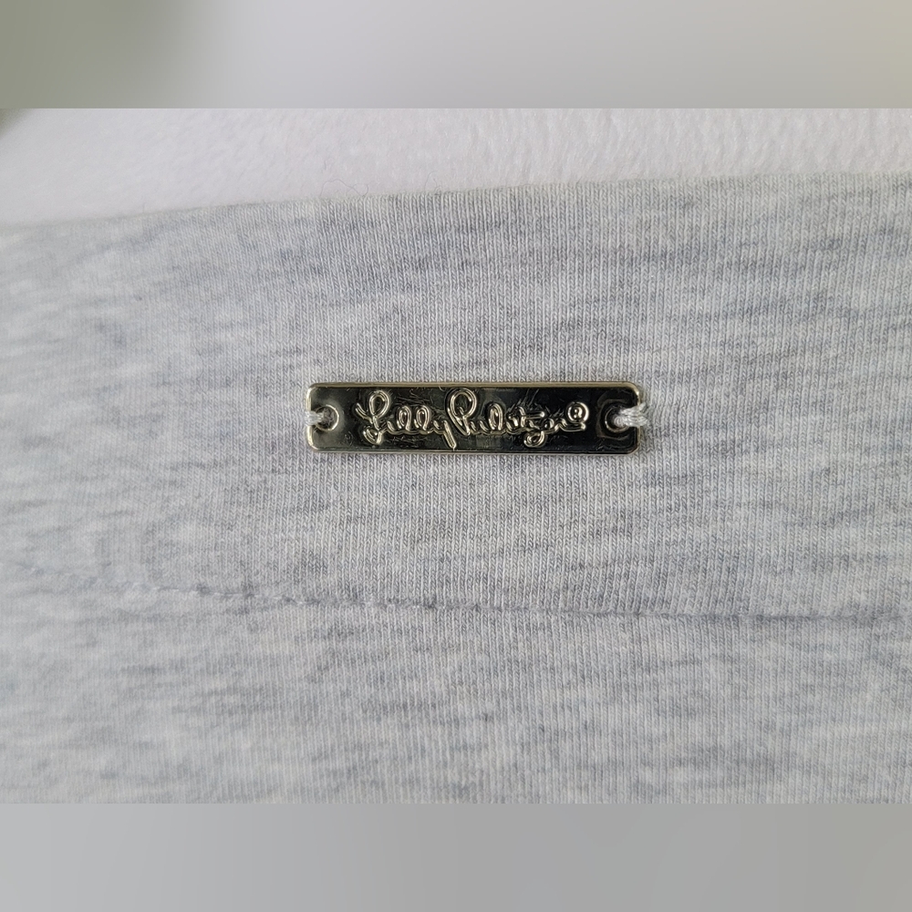 Lilly Pulitzer Maci Twist Front Top Women's S Grey 3/4 Sleeve Pima Cotton Stretc - Picture 7 of 13